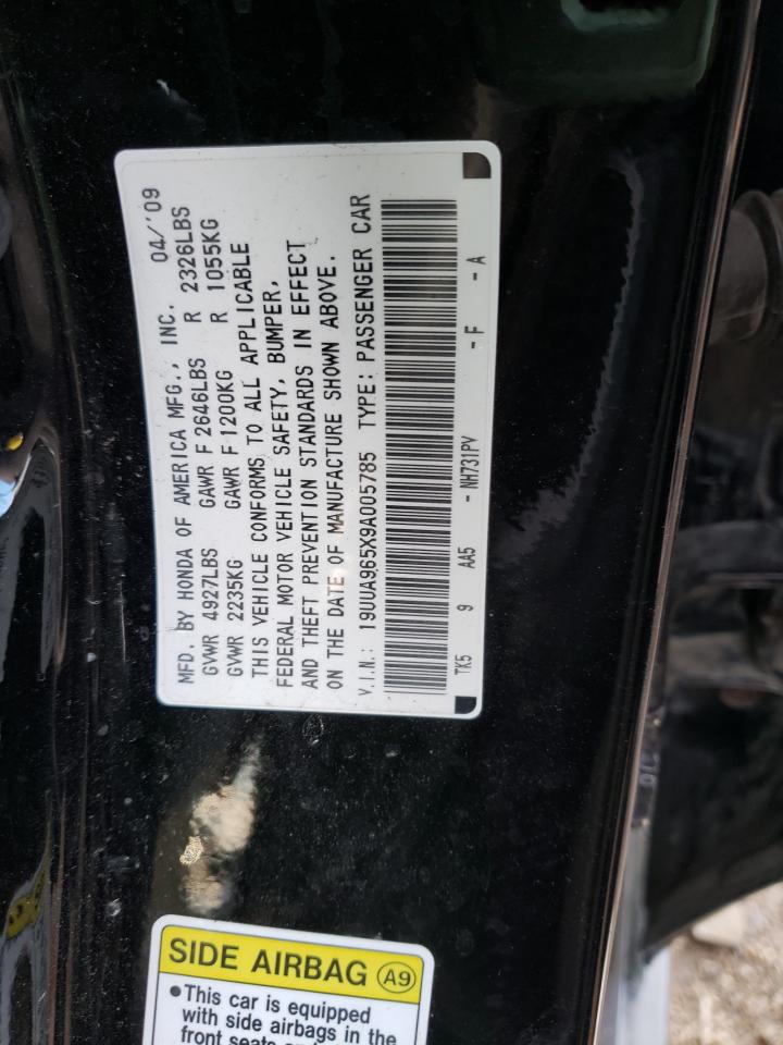 2009 ACURA TL VIN: 19UUA965X9A005785