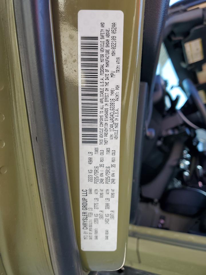 2013 JEEP WRANGLER SPORT VIN: 1C4AJWAG4DL622816