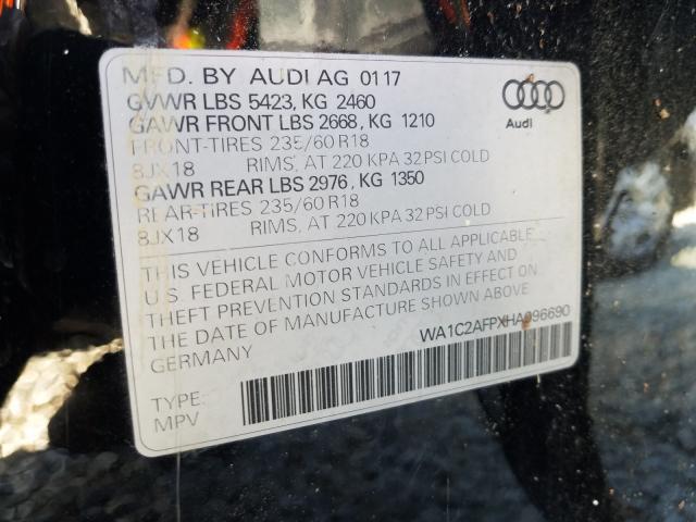 VIN WA1C2AFPXHA096690 2017 Audi Q5, Premium no.10