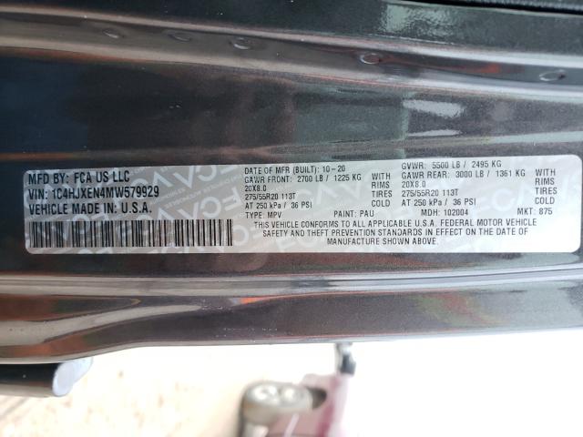 2021 JEEP WRANGLER U VIN: 1C4HJXEN4MW579929