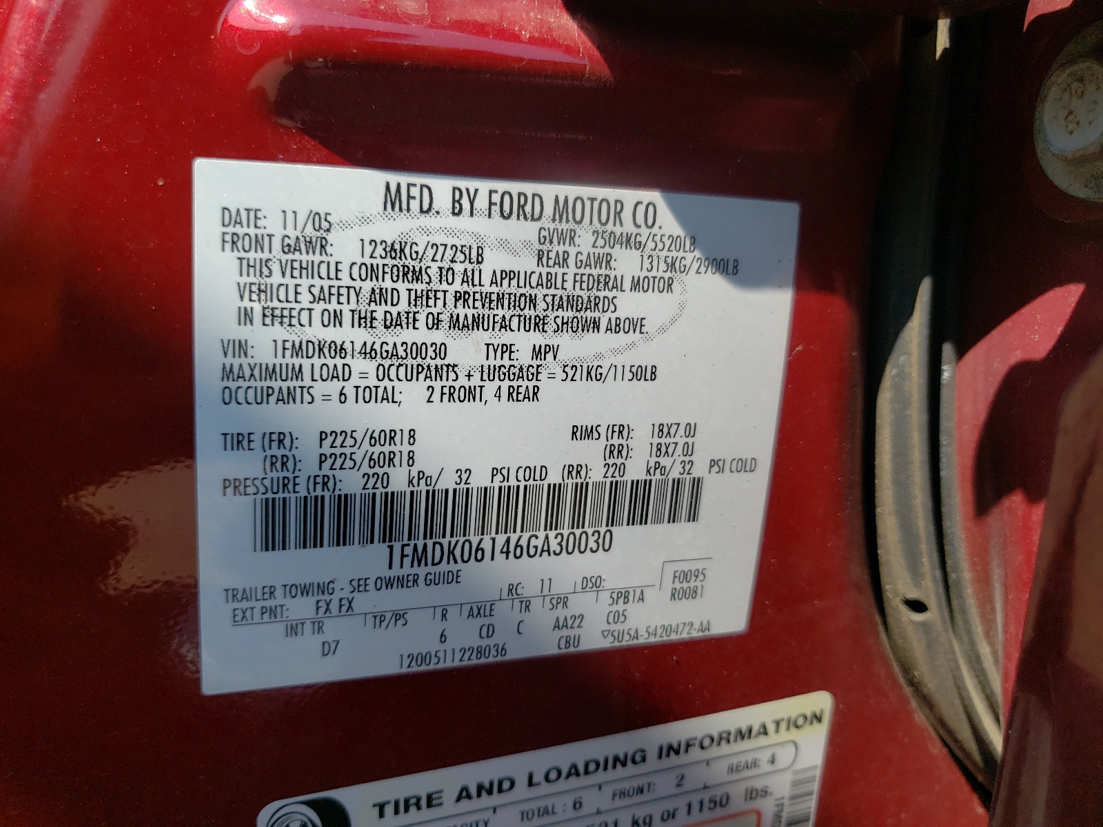 2006 Ford Freestyle Limited VIN: 1FMDK06146GA30030 Lot: 55792471