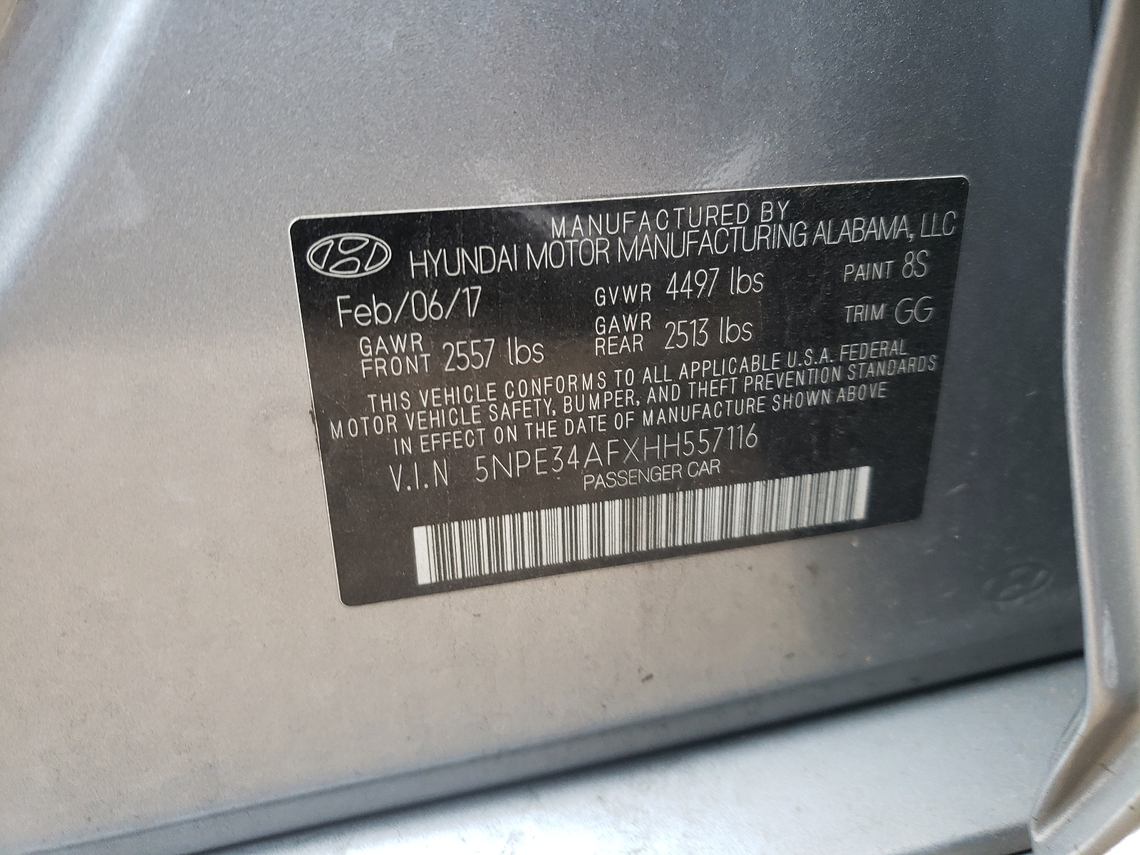 2017 Hyundai Sonata Sport VIN: 5NPE34AFXHH557116 Lot: 80596413