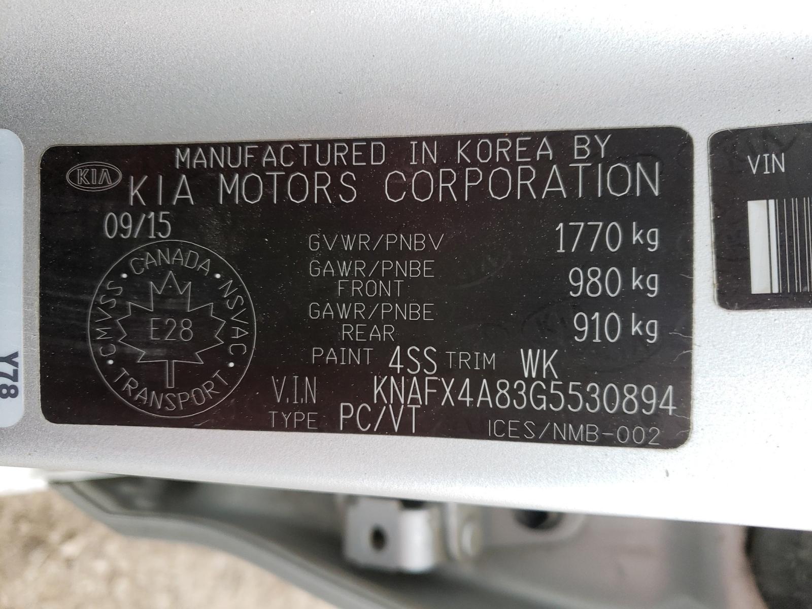 2016 Kia Forte Ex VIN: KNAFX4A83G5530894 Lot: 87688335