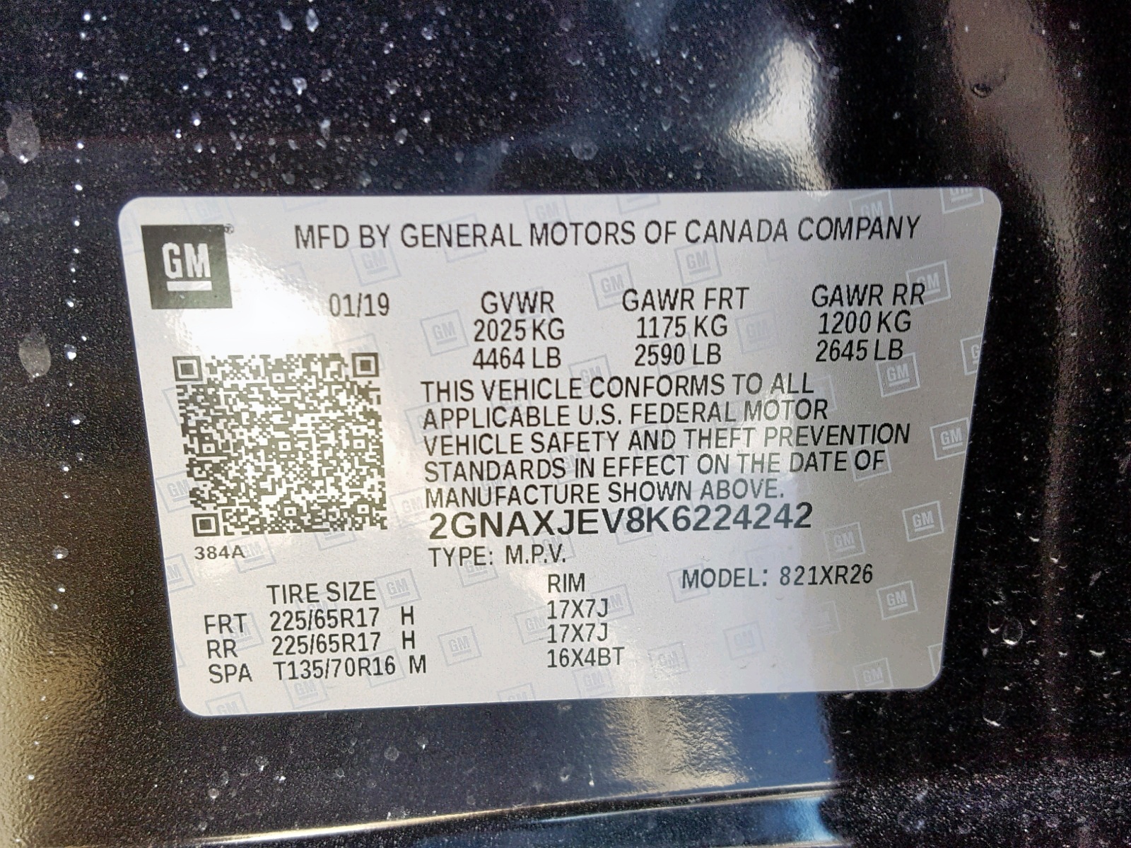 2019 CHEVROLET EQUINOX LT For Sale MI DETROIT Tue. May 07, 2019