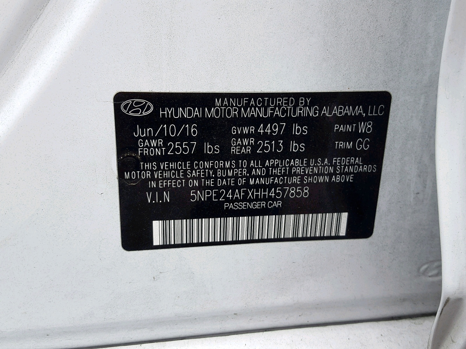 5NPE24AFXHH457858 2017 Hyundai Sonata Se