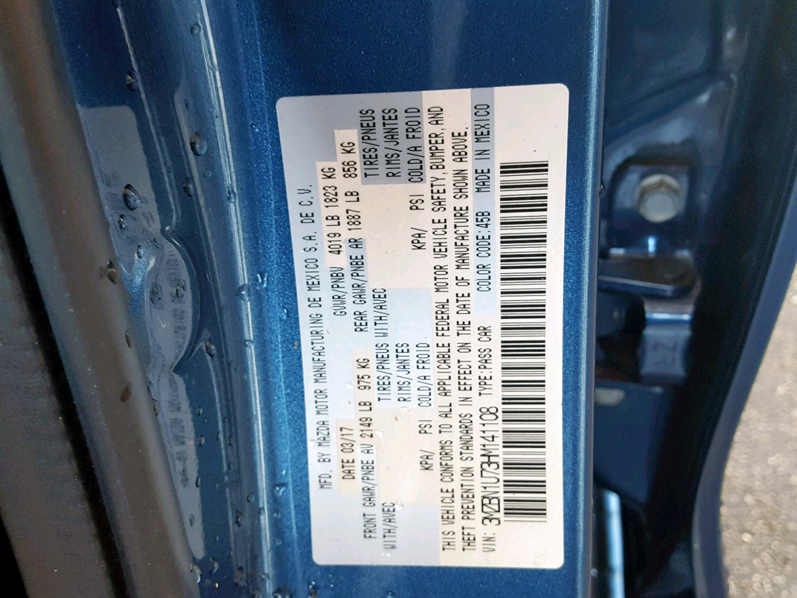 2017 Mazda 3 Sport VIN: 3MZBN1U73HM141108 Lot: 65249584