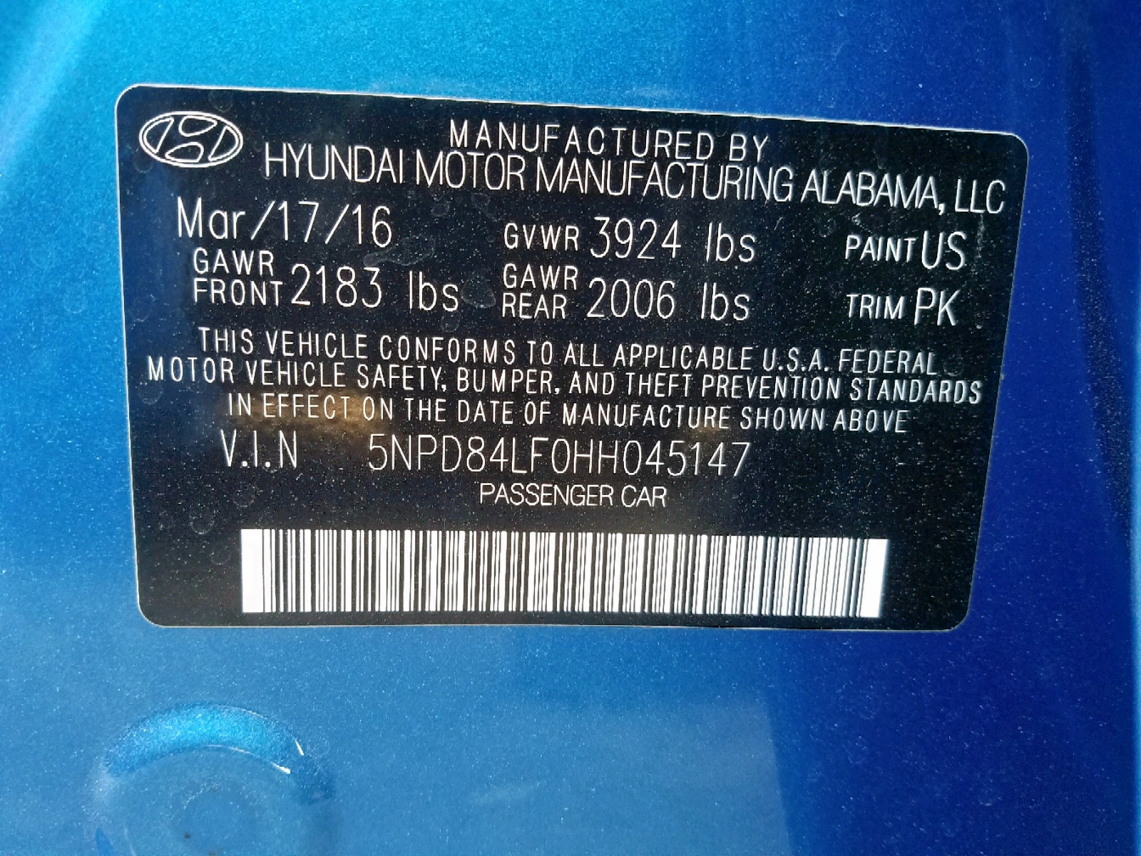 5NPD84LF0HH045147 2017 Hyundai Elantra Se