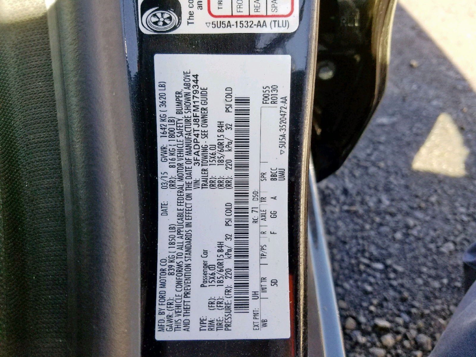 2015 Ford Fiesta S VIN: 3FADP4TJ8FM179344 Lot: 53374549