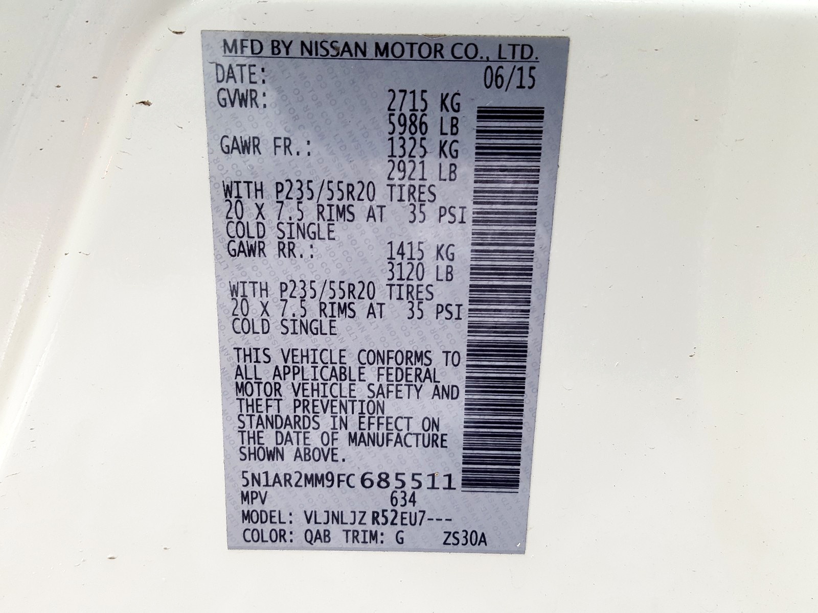 2015 Nissan Pathfinder S VIN: 5N1AR2MM9FC685511 Lot: 58705069