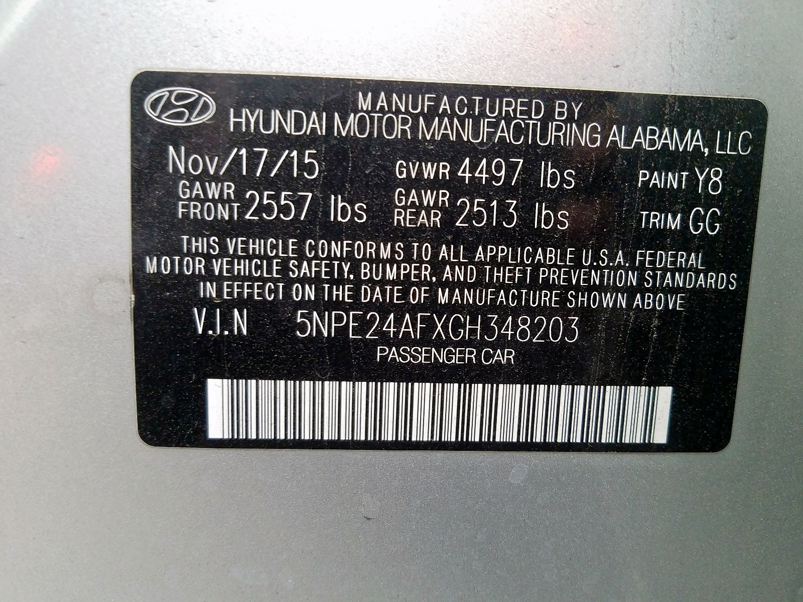 2016 Hyundai Sonata Se VIN: 5NPE24AFXGH348203 Lot: 59785899