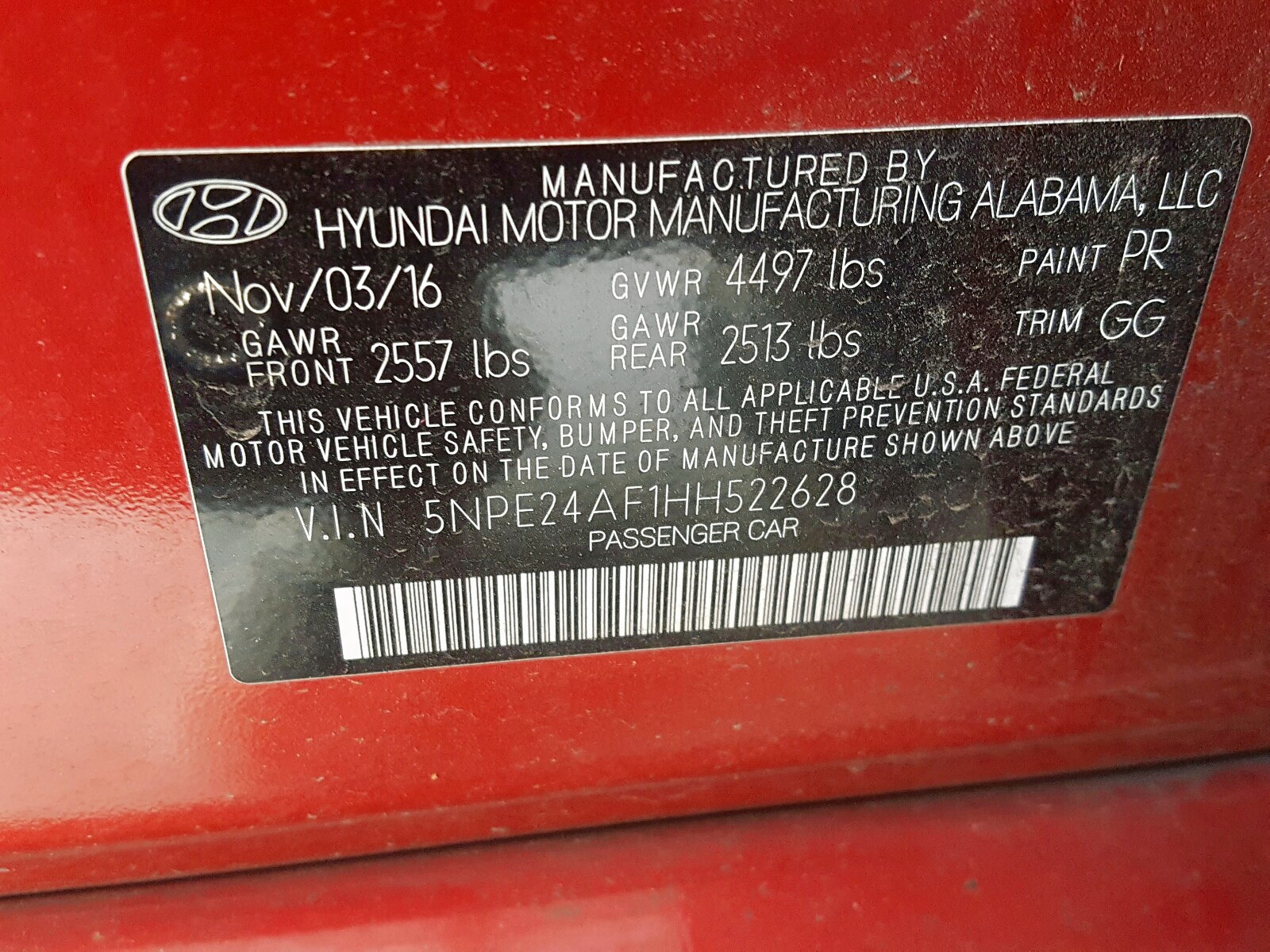 5NPE24AF1HH522628 2017 Hyundai Sonata Se