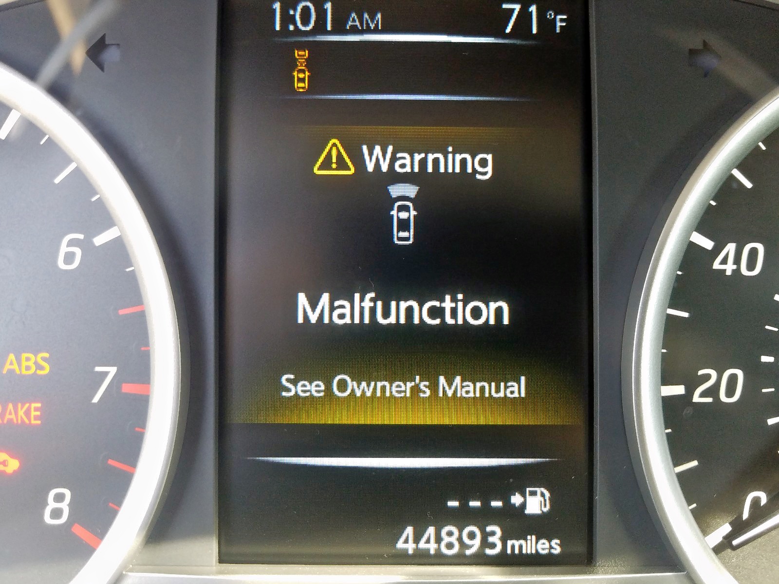 warning malfunction nissan sentra