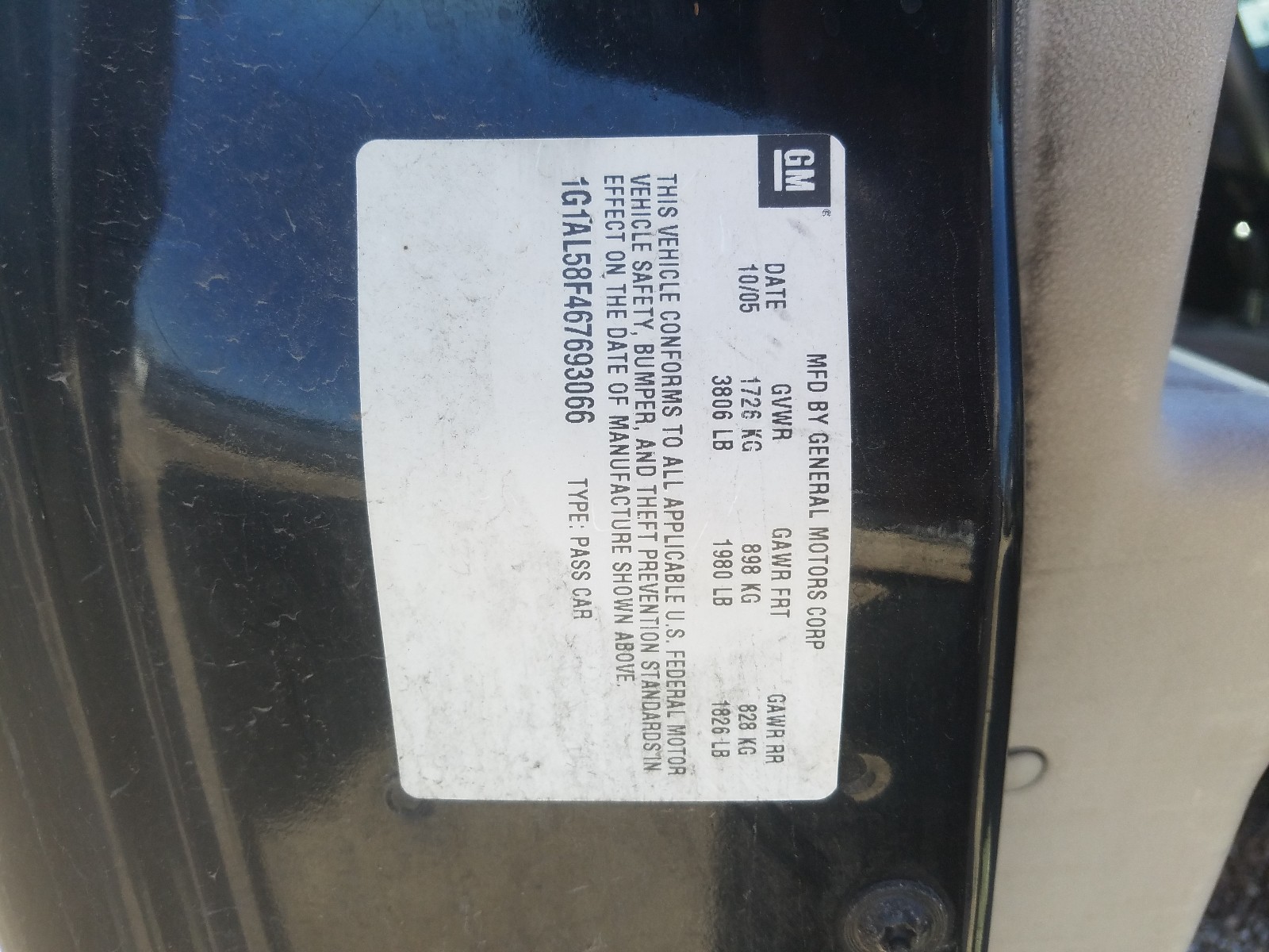 1G1AL58F467693066 2006 Chevrolet Cobalt Lt