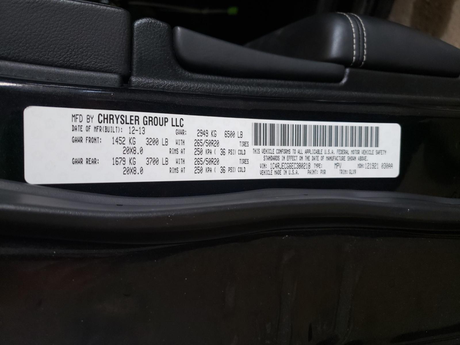 1C4RJECG6EC380218 2014 Jeep Grand Cherokee Overland