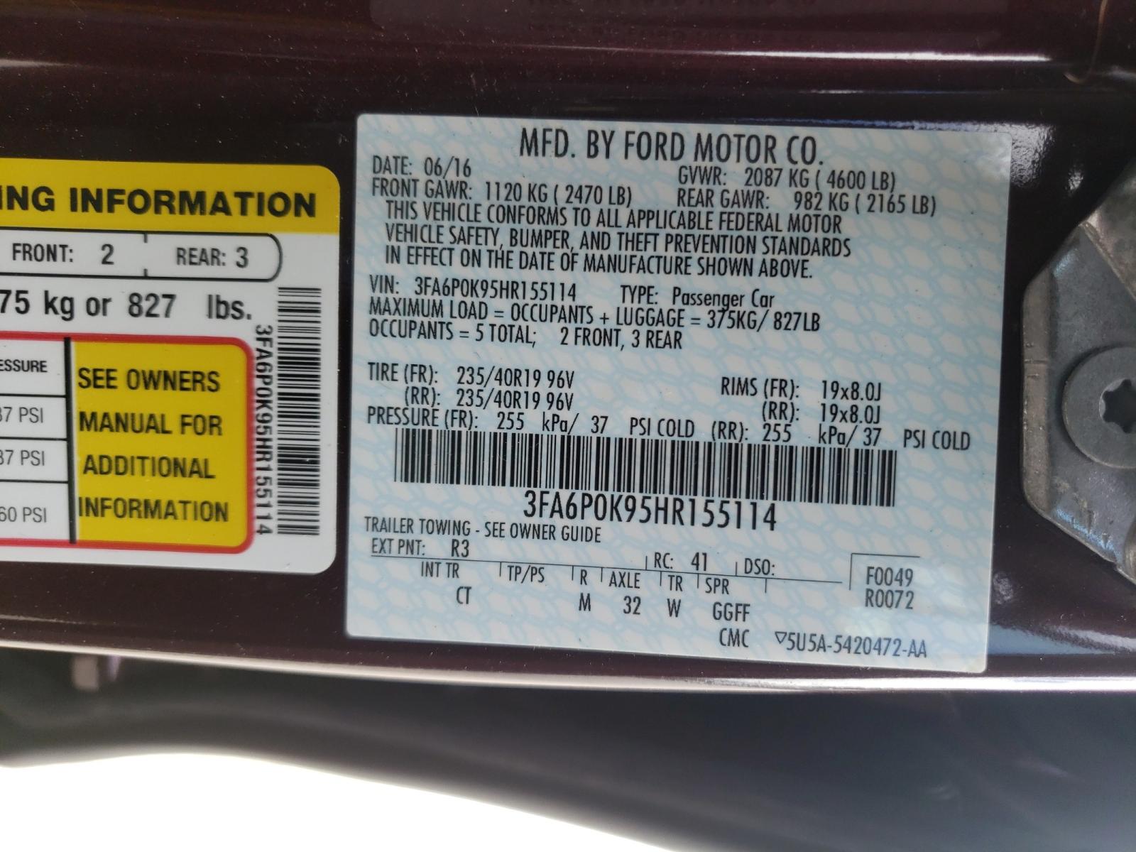 3FA6P0K95HR155114 2017 Ford Fusion Titanium