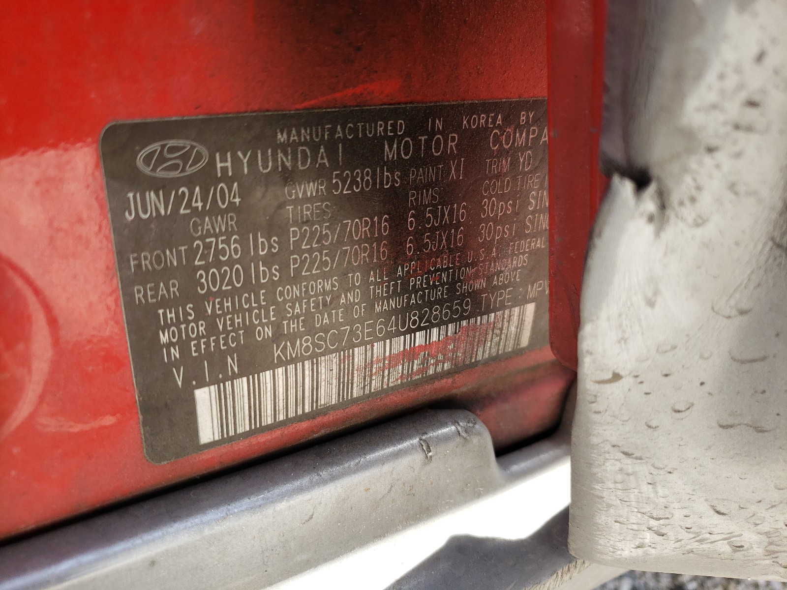 2004 Hyundai Santa Fe Gls VIN: KM8SC73E64U828659 Lot: 32541911