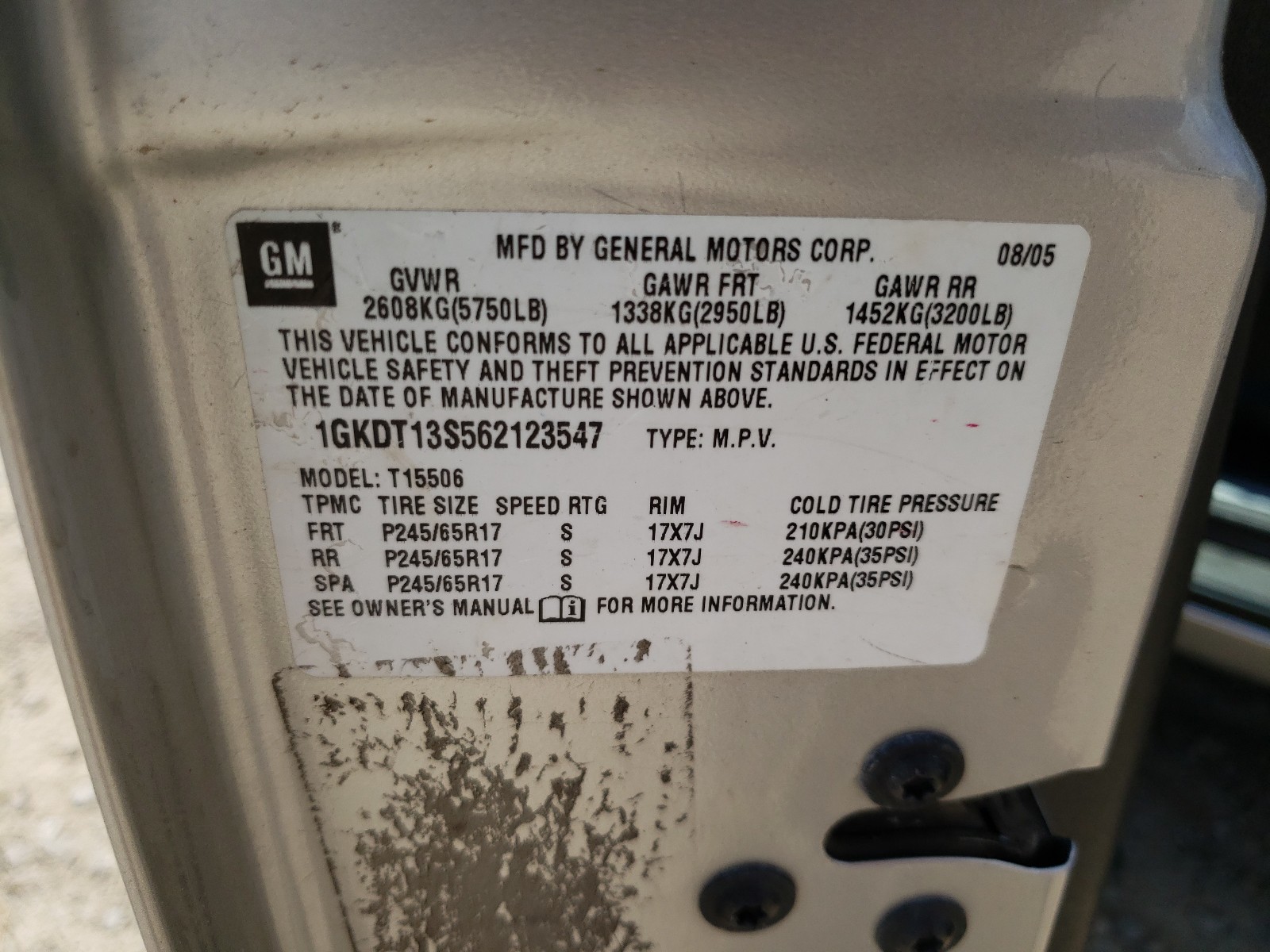 1GKDT13S562123547 2006 GMC Envoy