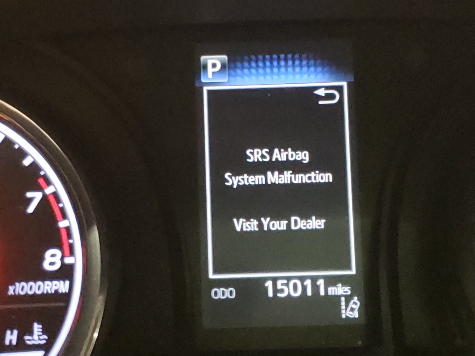 srs airbag system malfunction toyota camry 2020