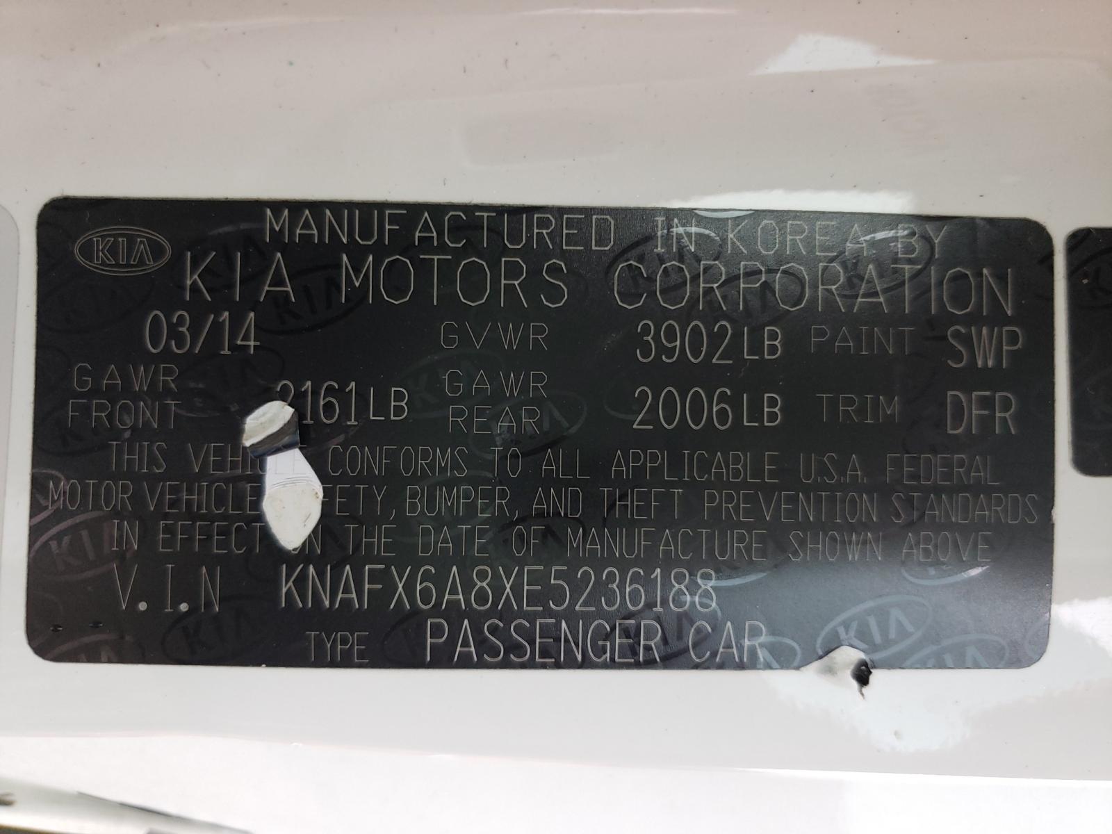 KIA FORTE EX 2014, KNAFX6A8XE5236188 — Auto Auction Spot