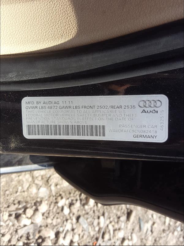 2012 AUDI A6 PREMIUM WAUDFAFC9CN082418
