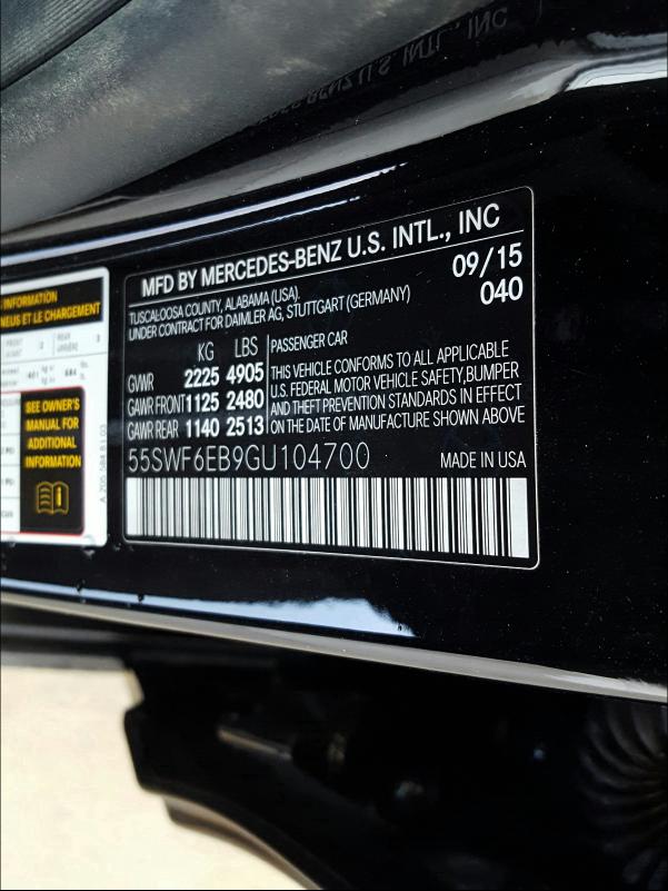 2016 MERCEDES-BENZ C 450 4MAT 55SWF6EB9GU104700