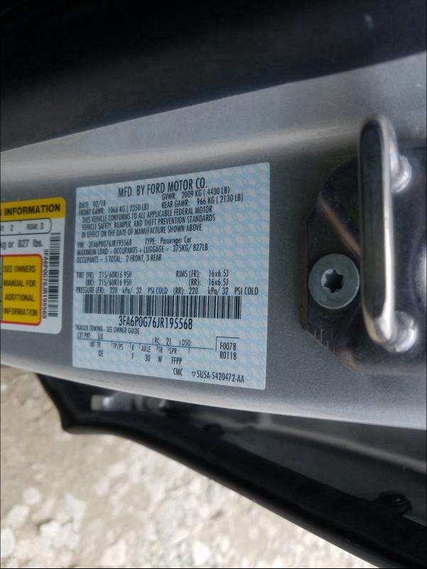 2018 FORD FUSION S 3FA6P0G76JR195568