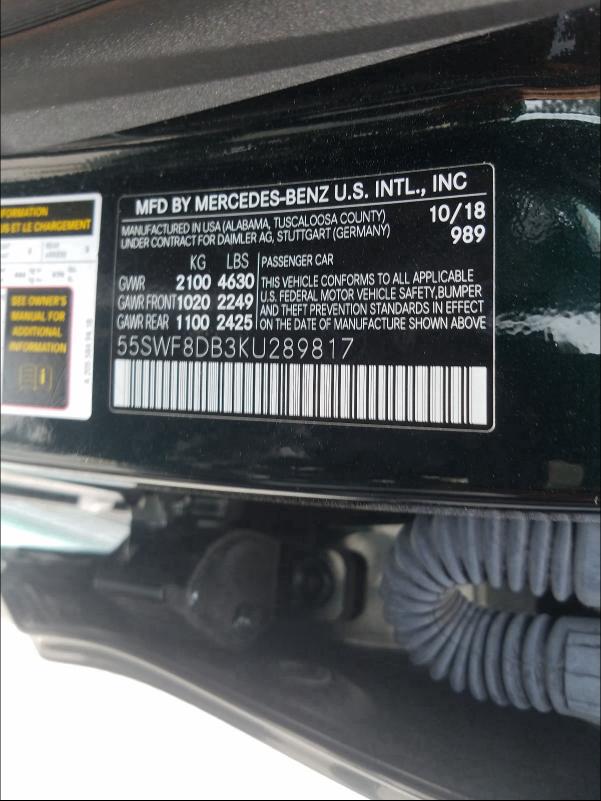 2019 MERCEDES-BENZ C 300 55SWF8DB3KU289817