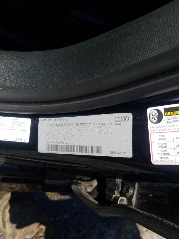 WAUF8AFC2JN018916 2018 AUDI A6 PREMIUM