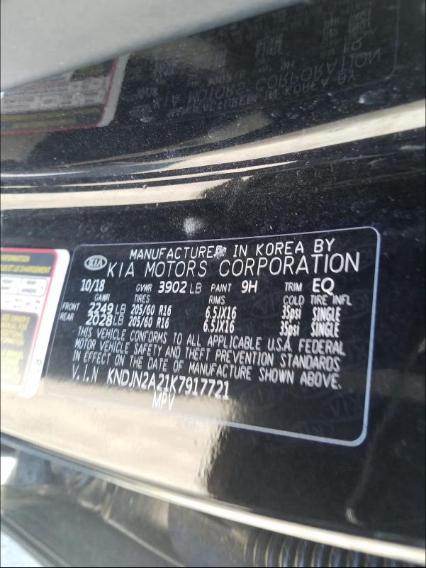 2019 KIA SOUL KNDJN2A21K7917721