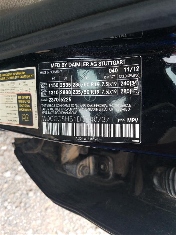 2013 MERCEDES-BENZ GLK 350 WDCGG5HB1DG040737