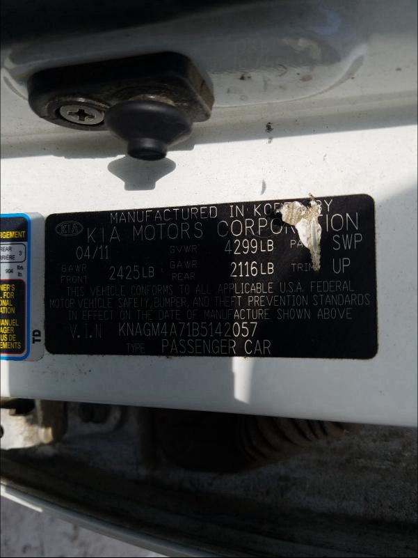 KNAGM4A71B5142057 KIA Optima