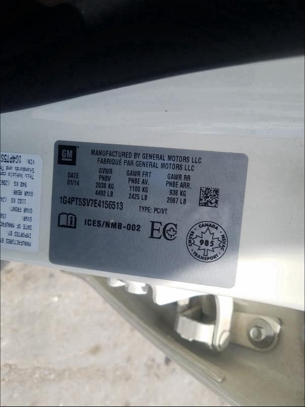 2014 BUICK VERANO PRE 1G4PT5SV7E4156513