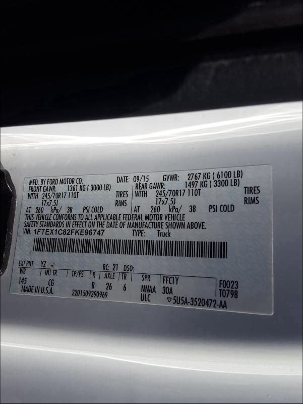 2015 FORD F150 SUPER - 1FTEX1C82FKE96747