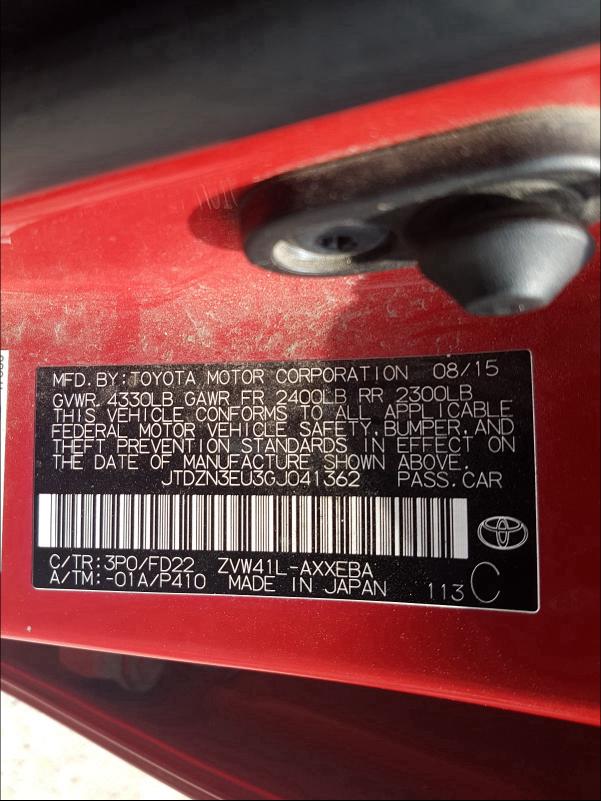 2016 TOYOTA PRIUS V JTDZN3EU3GJ041362