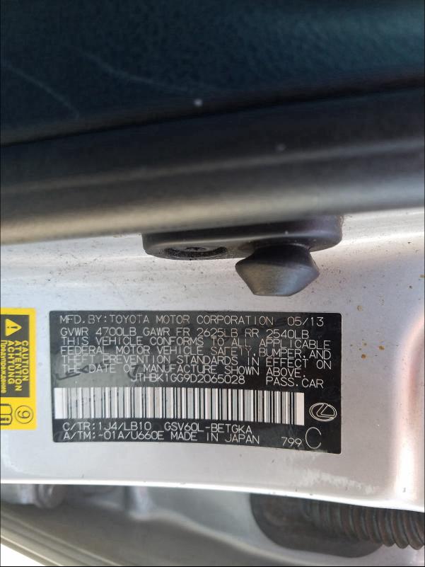 2013 LEXUS ES 350 JTHBK1GG9D2065028