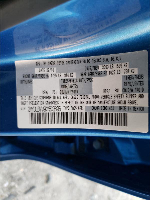 2019 TOYOTA YARIS L 3MYDLBYV9KY503895