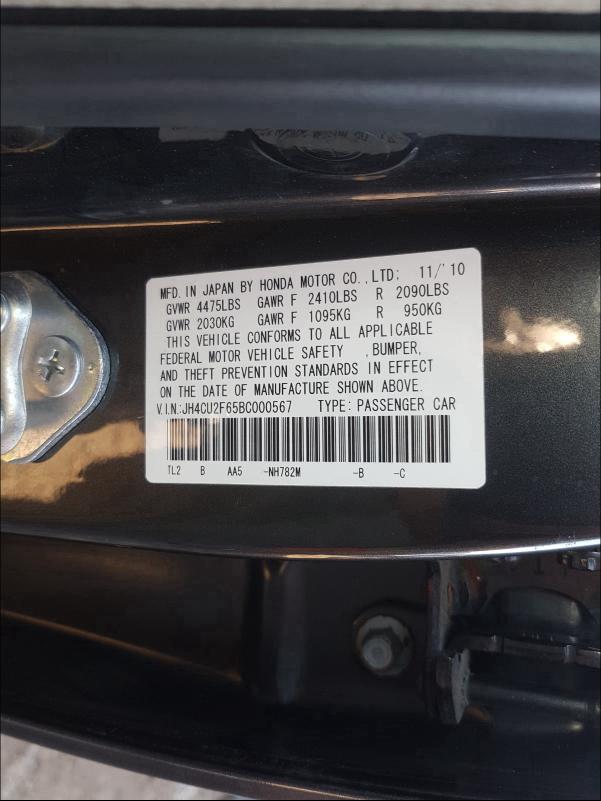 2011 ACURA TSX JH4CU2F65BC000567