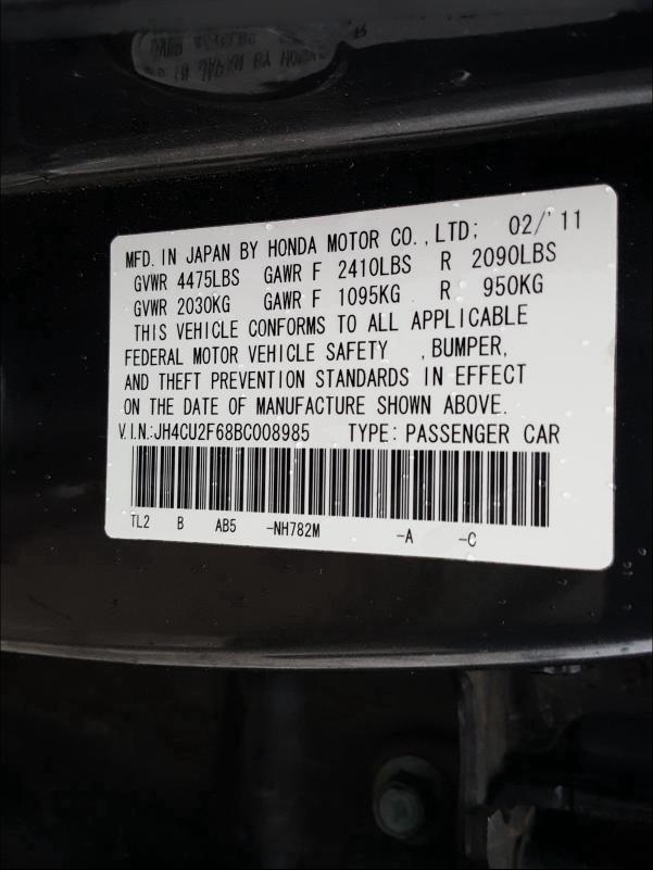 2011 ACURA TSX JH4CU2F68BC008985