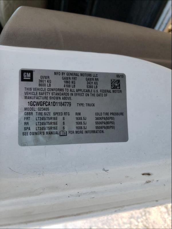 2013 CHEVROLET EXPRESS G2 1GCWGFCA1D1184779