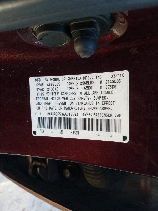 2010 ACURA TL 19UUA8F53AA017324