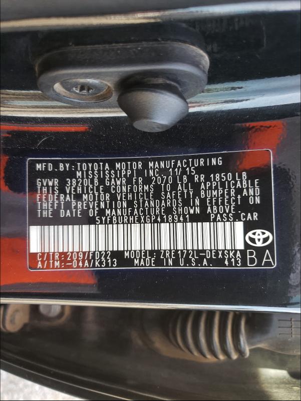 2016 TOYOTA COROLLA L - 5YFBURHEXGP418941