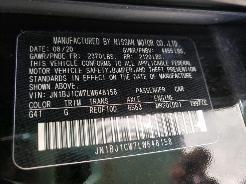 2020 NISSAN ROGUE SPOR JN1BJ1CW7LW648158