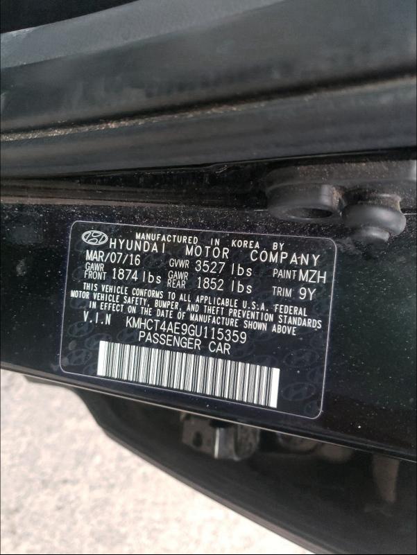 2016 HYUNDAI ACCENT SE KMHCT4AE9GU115359