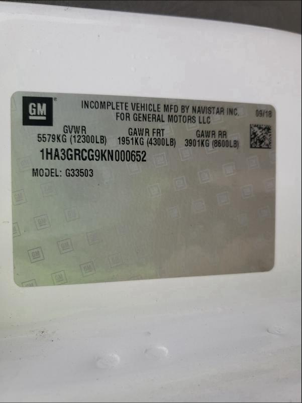 1HA3GRCG9KN000652 2019 Chevrolet Express G3 6.0L