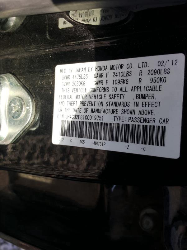 2012 ACURA TSX SE JH4CU2F81CC019751