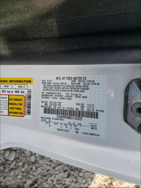 2019 FORD MUSTANG - 1FA6P8TH0K5153222