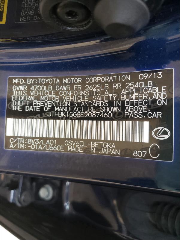 2014 LEXUS ES 350 JTHBK1GG8E2087460