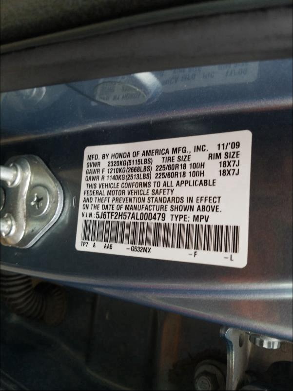 2010 HONDA ACCORD CRO 5J6TF2H57AL000479