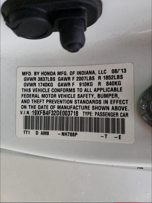 2013 HONDA CIVIC HYBR 19XFB4F32DE003718