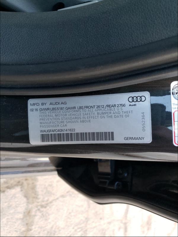2016 AUDI A6 PREMIUM WAUGFAFC4GN141622